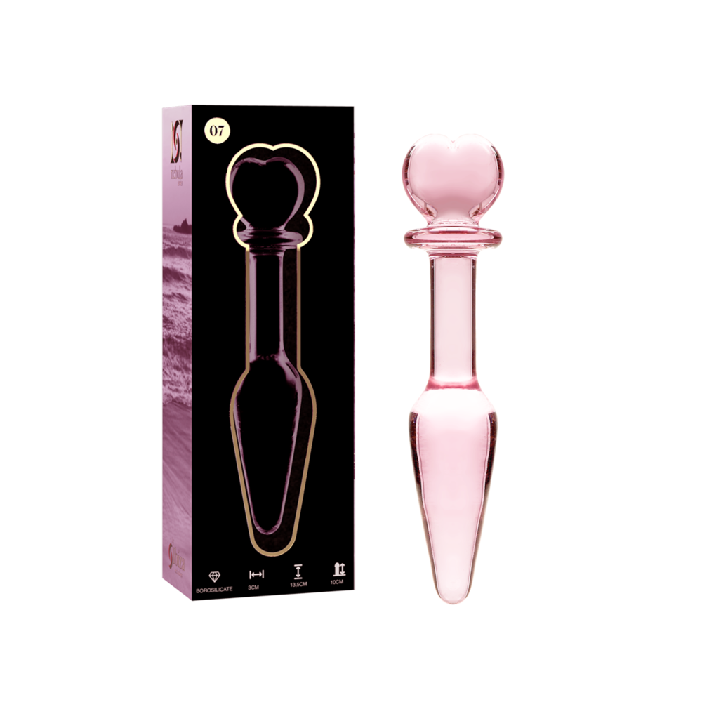 NEBULA SERIES BY IBIZA - MODELLO 7 PLUG ANALE VETRO BOROSILICATO ROSA 13.5 CM -O- 3 CM