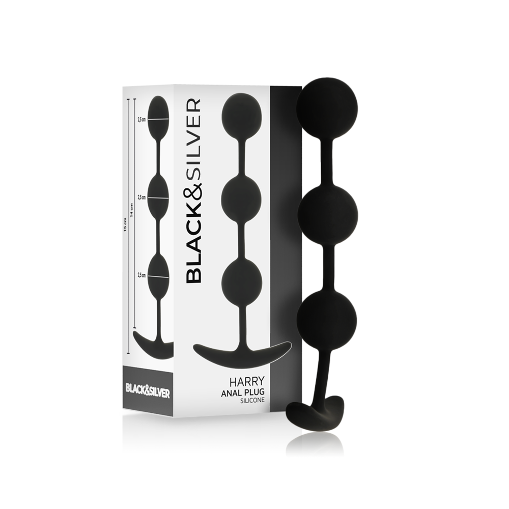 BLACK&SILVER - CHAPELET ANAL HARRY 3 SPHÈRES EN SILICONE 14 CM