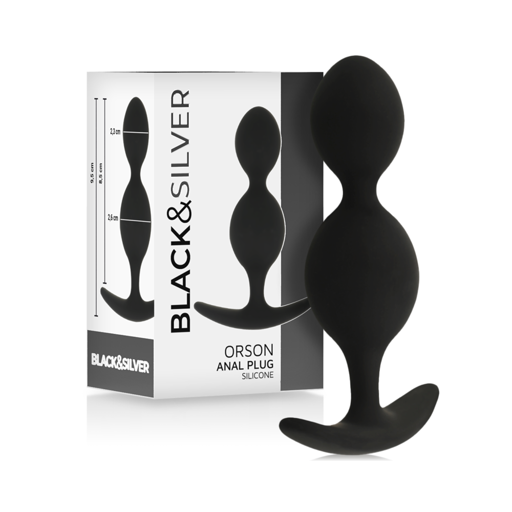 BLACK&SILVER - ORSON PLUG IN SILICONE 2 ONDE ANAL 9 CM