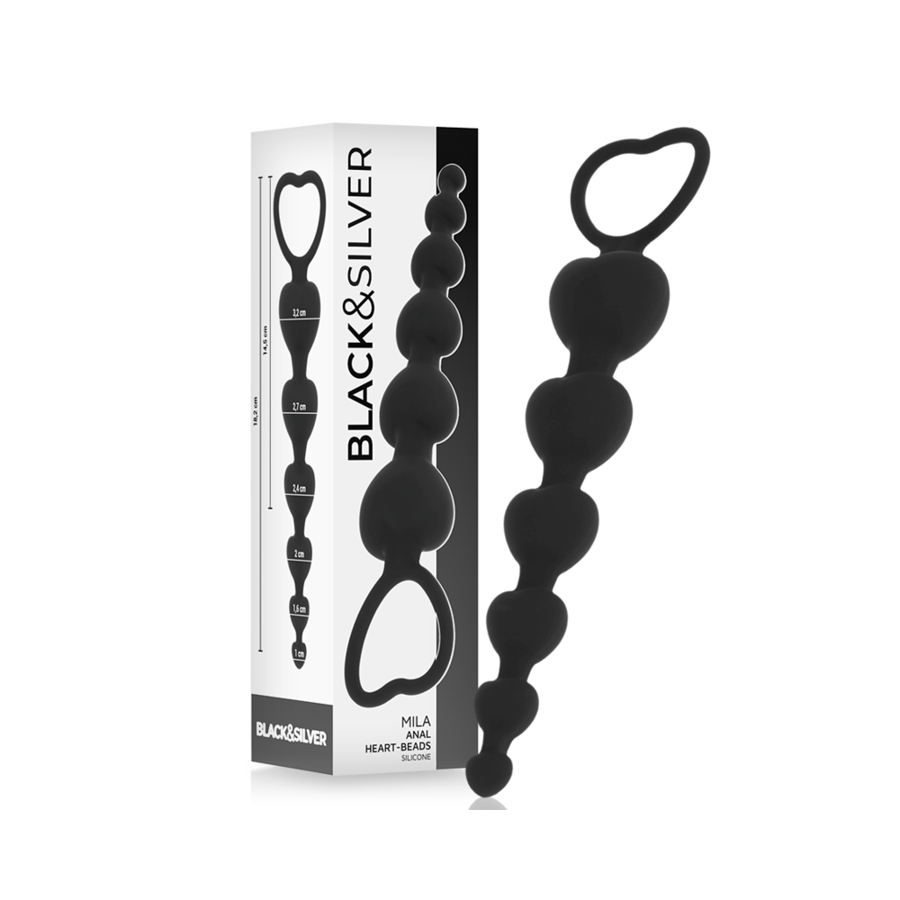 BLACK&SILVER - CHAÎNE DE COEURS ANAL MILA 18 CM