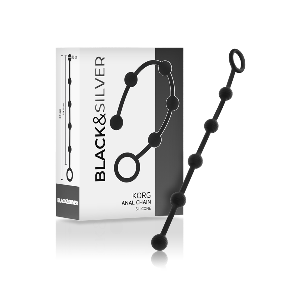 BLACK&SILVER - KORG ROSARIO ANALE INIZIAZIONE IN SILICONE 21 CM