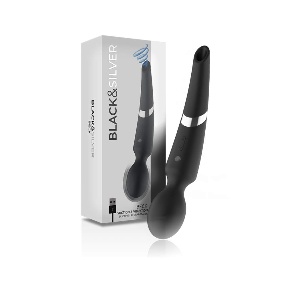 BLACK&SILVER - BECK WAND AND SUCTION CUP 2 IN 1 SILICONE