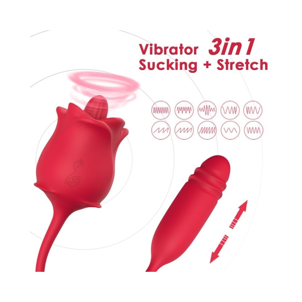 ARMONY - 3-EN-1 ROSE, STIMULATEUR, ASPIRATION ET UP&DOWN AVEC QUEUE ROUGE