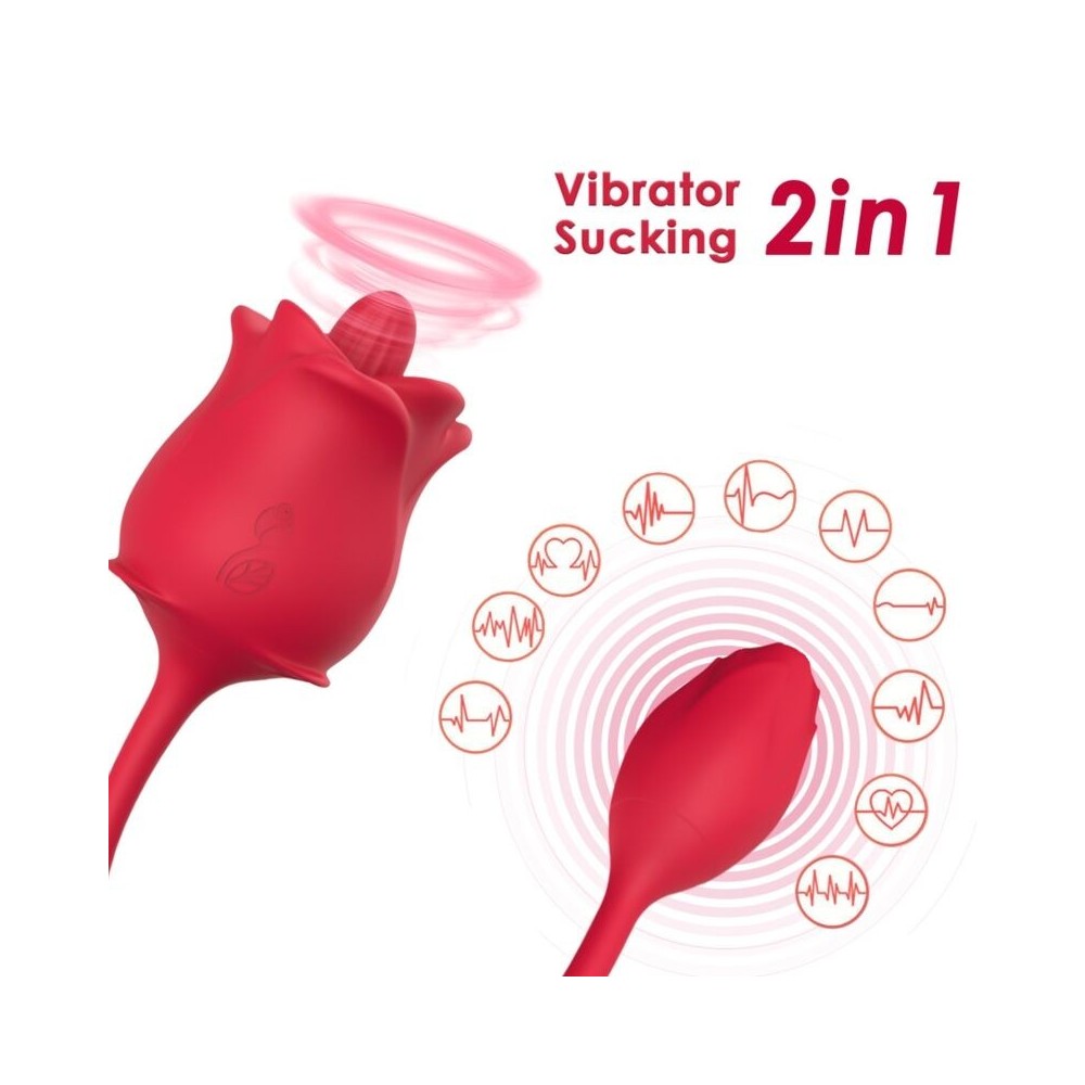 ARMONY - PINK 2 IN 1 SUCTION STIMULATOR & VIBRATOR 10 MODES WITH RED TAIL