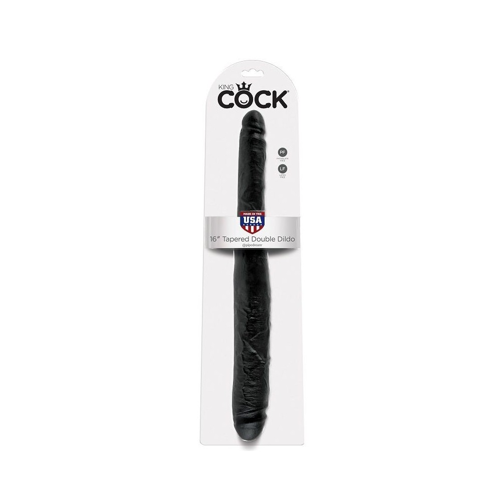 KING COCK SLIM DOUBLE DILDO BLACK 40.6 CM