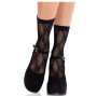 LEG AVENUE - MEIAS DE RENDA PRETA COM LAÇO