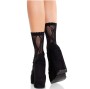 LEG AVENUE - BLACK LACE BOW LACE SOCKS