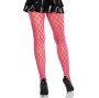 LEG AVENUE - MEIA-CALÇA DE RENDA COM ILHÓS ROSA NEON