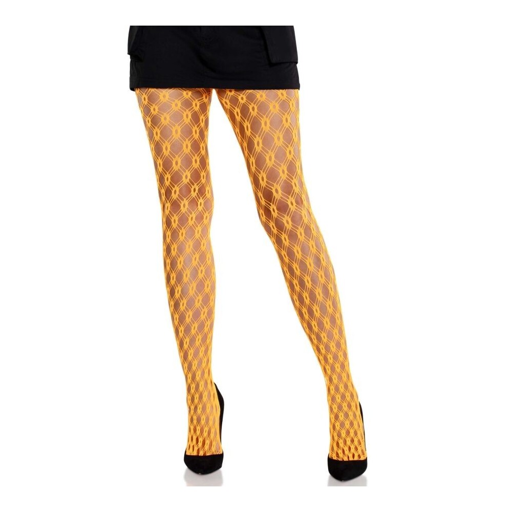 LEG AVENUE - LACE TIGHTS WITH EYELETS NEON ORANGE