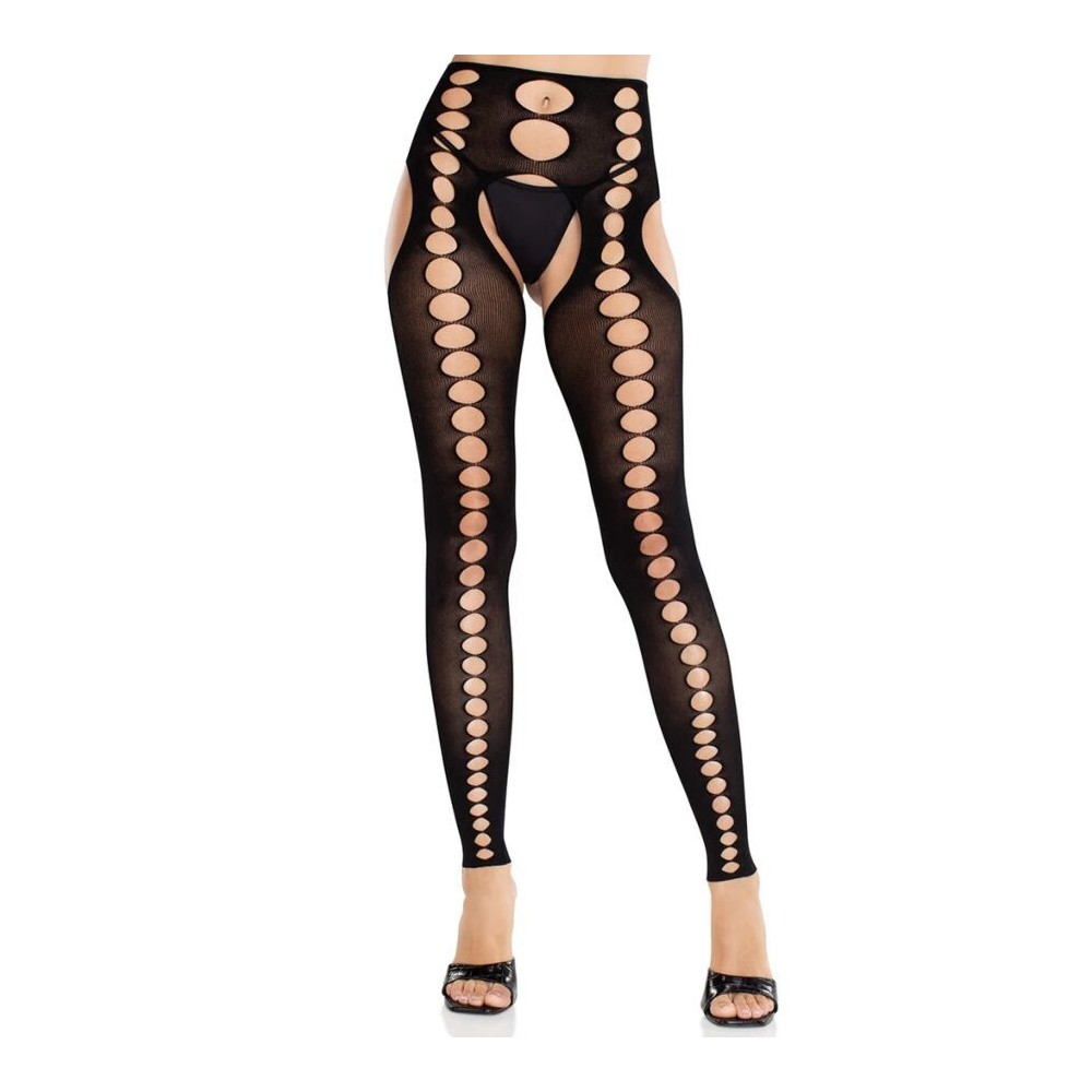 LEG AVENUE - BAS OPAQUES SANS COUTURE ET SANS BRETELLES NOIRS