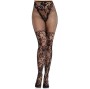 LEG AVENUE - DAHLIA LACE STOCKINGS WITH NET DETAIL BLACK