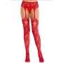LEG AVENUE - MEIAS DE RENDA COM LIGAS VERMELHAS