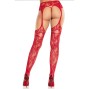 LEG AVENUE - BAS EN DENTELLE AVEC JARRETELLES ROUGES