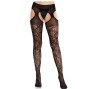 LEG AVENUE - CALZE IN PIZZO FLOREALE CON GIARRETTIERE UNITED BLACK