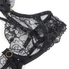 SUBBLIME - 957490 LACE BRA AND GARTER SET BLACK L/XL