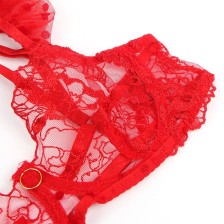 SUBBLIME - 957506 SPITZEN-BH UND STRUMPFBAND-SET ROT S/M