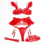 SUBBLIME - 957513 COMPLETO REGGISENO E GIARRETTIERA IN PIZZO ROSSO L/XL