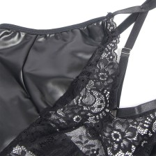 SUBBLIME - 957537 ABITO IN PELLE CON PIZZO FLOREALE NERO L/XL