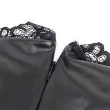 SUBBLIME - 957551 VESTIDO DE COURO COM GOLA DE RENDA PRETO L/XL