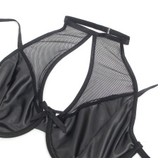 SUBBLIME - 957599 SET REGGISENO E GONNA IN PELLE NERO L/XL