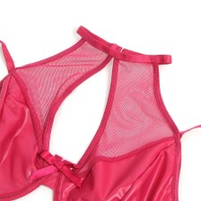 SUBBLIME - 957612 CONJUNTO DE SUTIÃ E SAIA DE COURO VERMELHO L/XL