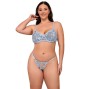 SUBBLIME - 957636 ENSEMBLE SOUTIEN-GORGE ET CULOTTE BRODÉS FLEURS BLEU CIEL L/XL