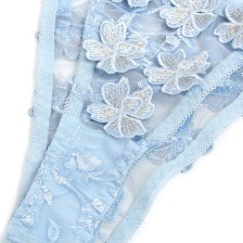 SUBBLIME - 957636 ENSEMBLE SOUTIEN-GORGE ET CULOTTE BRODÉS FLEURS BLEU CIEL L/XL