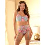 SUBBLIME - 957643 FLOWER EMBROIDERED BRA AND GARTER BELT SET PINK S/M