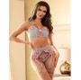 SUBBLIME - 957643 FLOWER EMBROIDERED BRA AND GARTER BELT SET PINK S/M