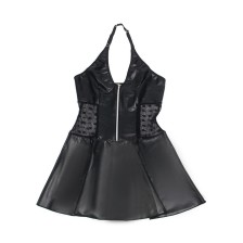 SUBBLIME - 957704 VESTIDO DE COURO COM ZÍPER DE RENDA PRETO S/M