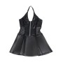 SUBBLIME - 957711 LACE ZIPPER LEATHER DRESS BLACK L/XL