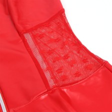 SUBBLIME - 957728 VESTIDO DE COURO COM ZÍPER DE RENDA VERMELHO S/M