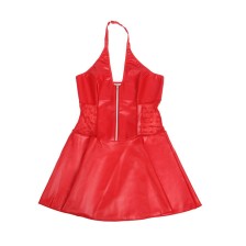 SUBBLIME - 957735 VESTIDO DE COURO COM ZÍPER DE RENDA VERMELHO L/XL