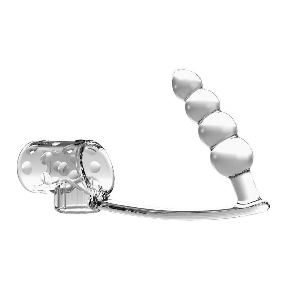 PRETTY LOVE - MANCHON PÉNIS AVEC PLUG ANAL TRANSPARENT
