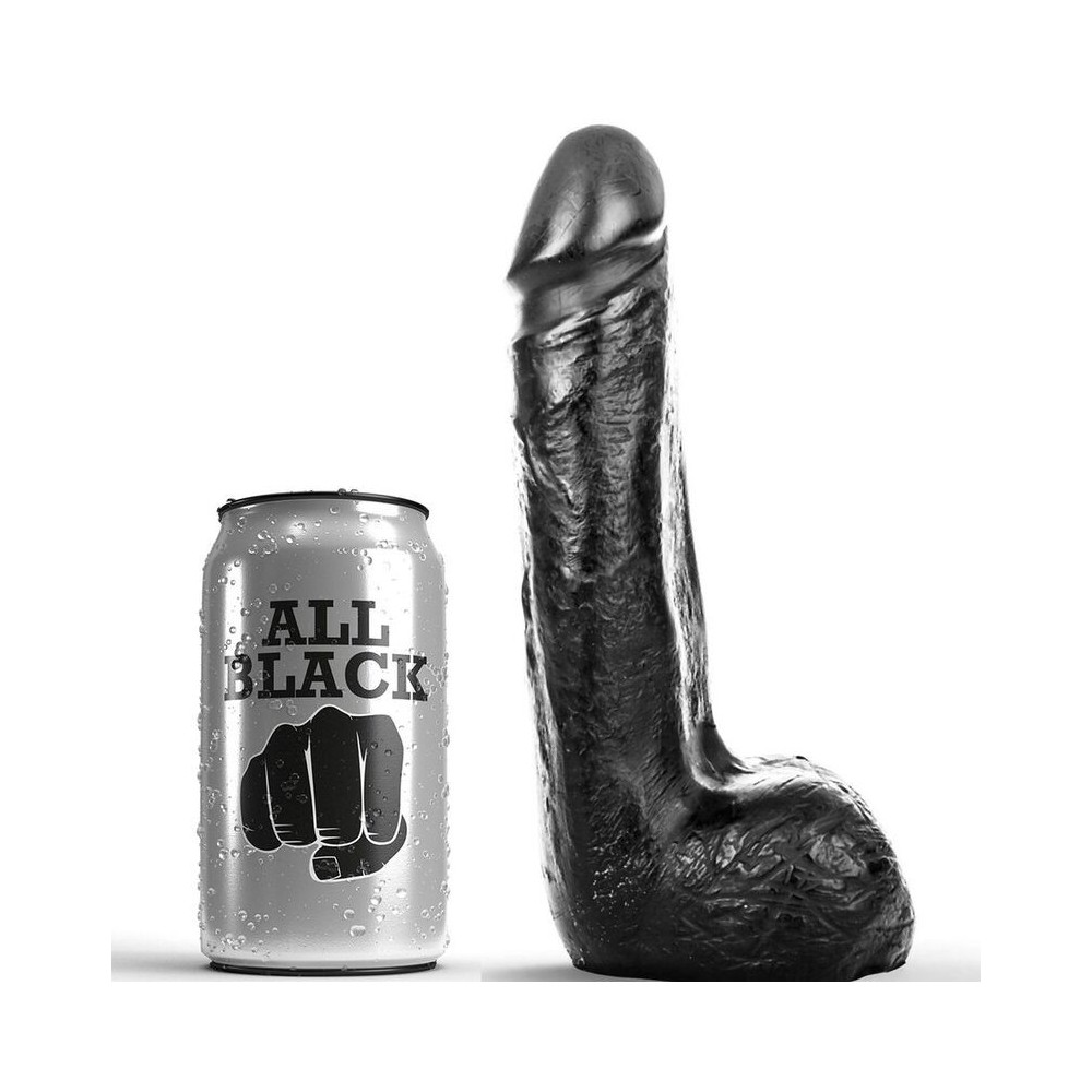 ALL BLACK - DILDO REALISTA PRETO SUAVE 20 CM