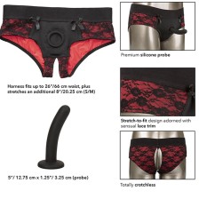 CALEXOTICS - CONJUNTO SCANDAL DE CALCINHAS SEM FUNDO COM DILDO TAMANHO P/M