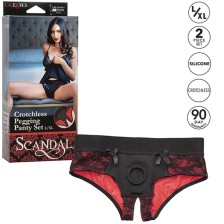 CALEXOTICS - CONJUNTO SCANDAL DE CALCINHAS SEM FUNDO COM DILDO TAMANHO L/XL