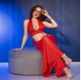 CHILIROSE - CR 4857 CONJUNTO DE BLUSA E CALÇA VERMELHA TAMANHO P