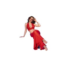 CHILIROSE - CR 4857 ROTES TOP- UND HOSENSET GRÖSSE XL
