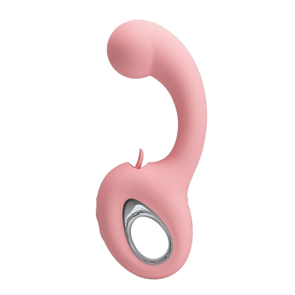 PRETTY LOVE - ERYNNYES VIBRATORE PUNTO G + STIMOLATORE CLITORIDEO 10 VIBRAZIONI ROSA