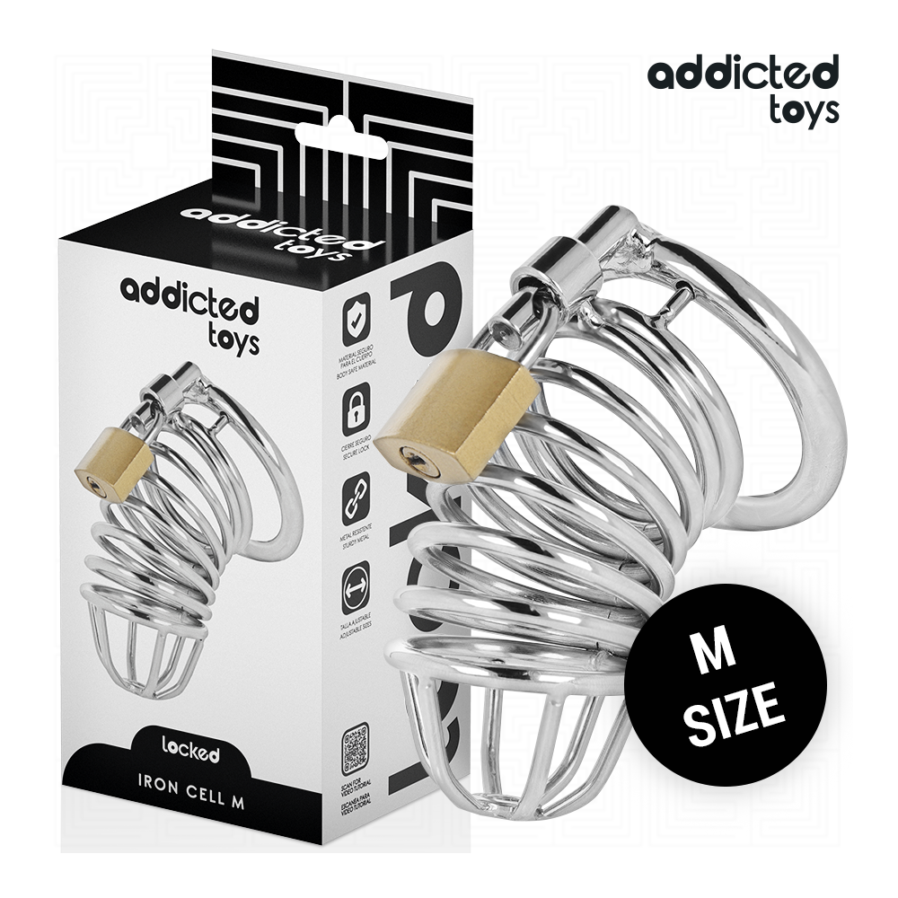 ADDICTED TOYS LOCKED - IRON CELL METAL PENIS CAGE SIZE M