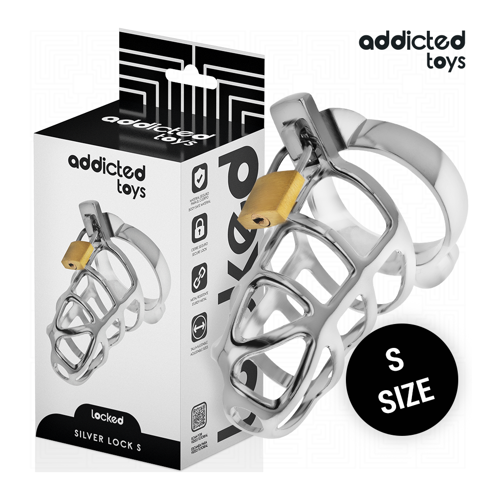 ADDICTED TOYS LOCKED - GABBIA PER PENE IN METALLO CON BLOCCAGGIO ARGENTO TAGLIA S
