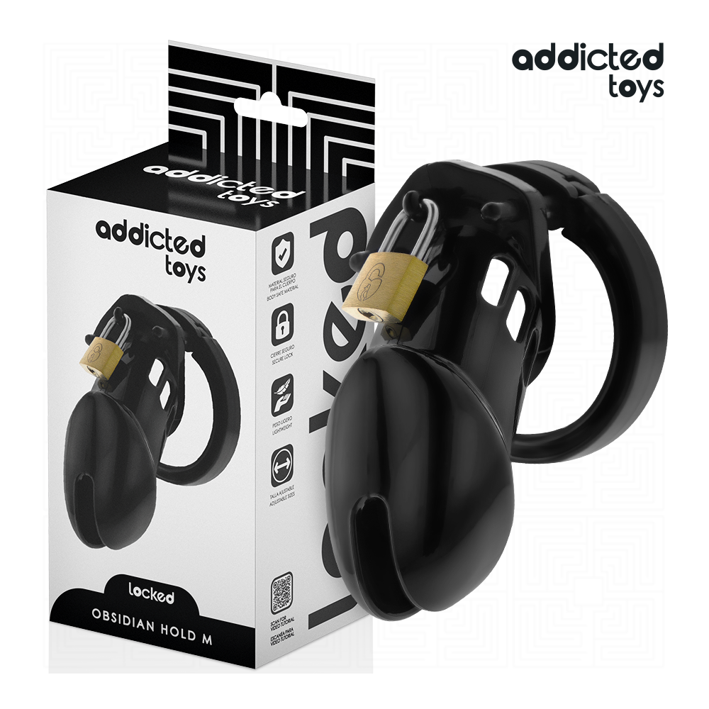 ADDICTED TOYS LOCKED - GAIOLA DE PÊNIS DE OBSIDIANA TAMANHO M