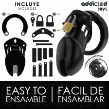 ADDICTED TOYS LOCKED - GAIOLA DE PÊNIS DE OBSIDIANA TAMANHO M