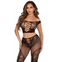 LEG AVENUE - CROP TOP ET LEGGING RÉSILLE ÉPAULES DÉNUDÉES NOIR