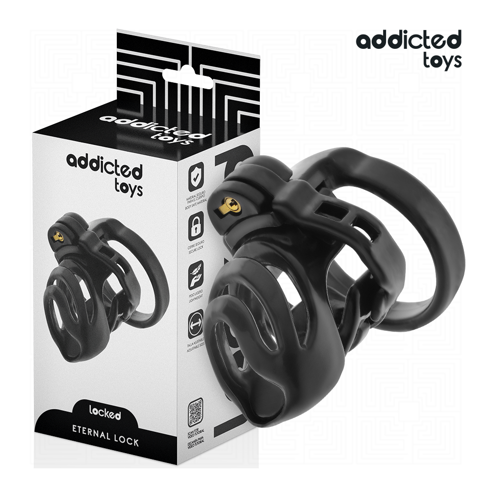 ADDICTED TOYS LOCKED - CAGE À PÉNIS À VERROUILLAGE ÉTERNEL 9 CM