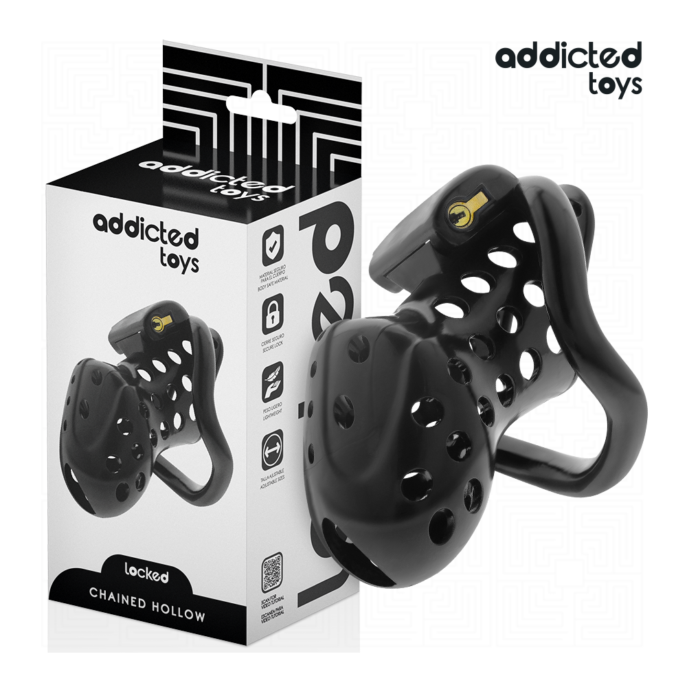 ADDICTED TOYS LOCKED - CHAINED HOLLOW PENIS CAGE 10.5 CM