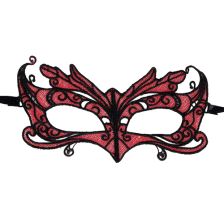 QUEEN LINGERIE - MASCHERA IN PIZZO CON DETTAGLI ROSSI