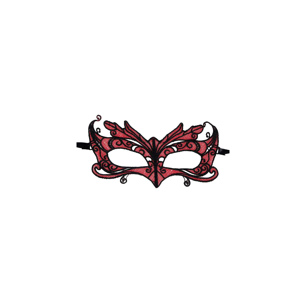 QUEEN LINGERIE - MASCHERA IN PIZZO CON DETTAGLI ROSSI