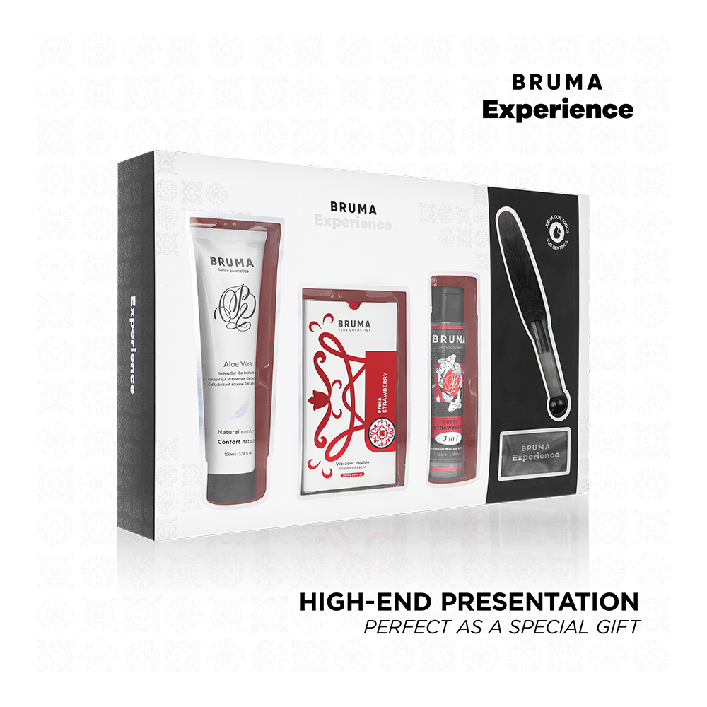 BRUMA XPERIENCE - KIT DE TENTAÇÃO VIBRO-ORGÁSMICA DE MORANGO DOCE